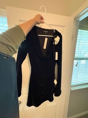 For Love And Lemons Black Long Sleeve Velvet Dress